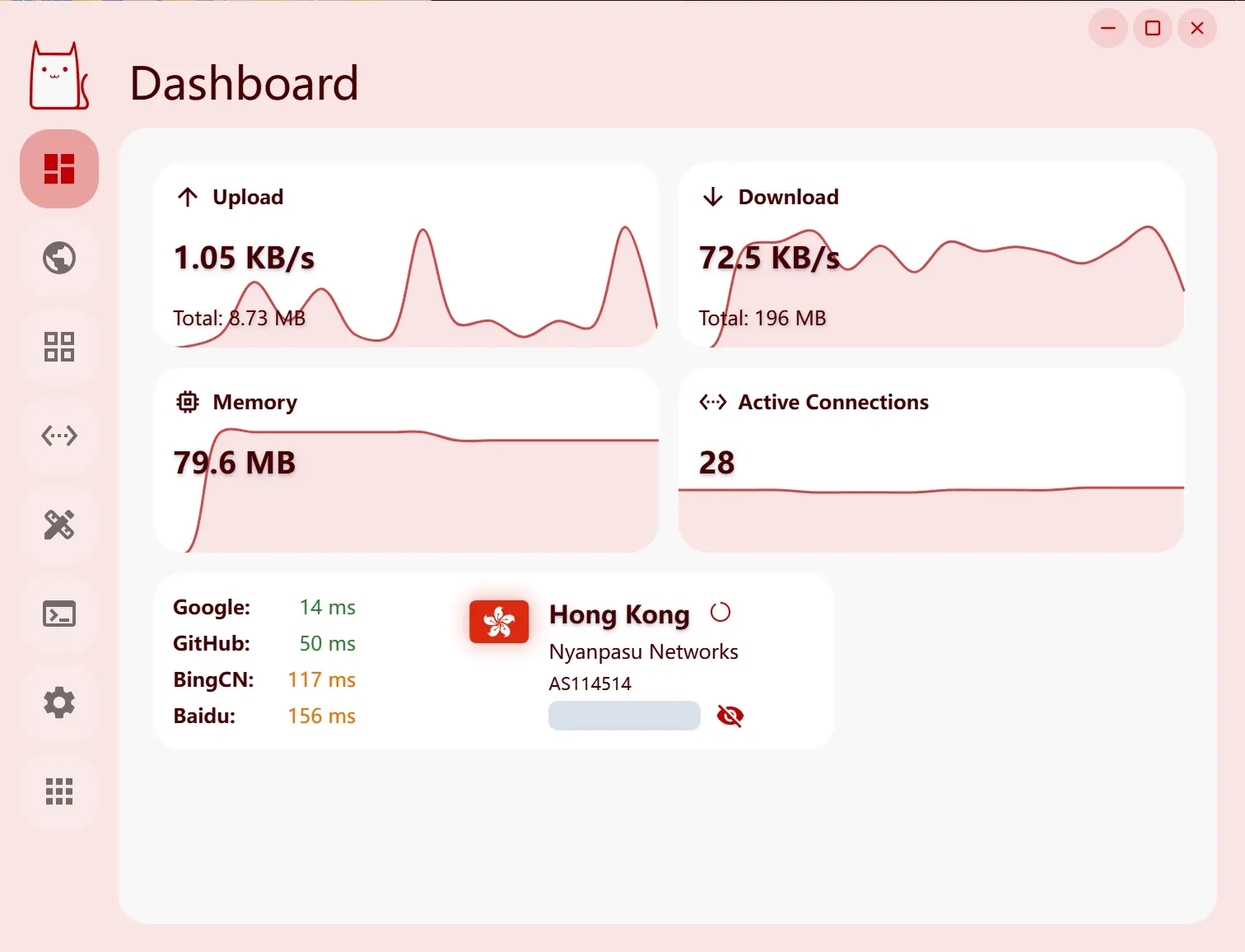 Clash Nyanpasu 1.6 全新界面 Clash Nyanpasu 1.6 全新界面